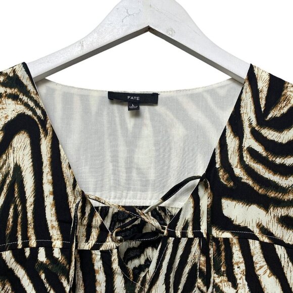 FATE Zebra Blouse Large Womens Top Rayon Animal Print Long Sleeve NWOT - Picture 8 of 13